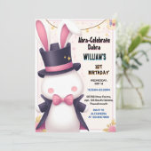 チャームかわいいバニーテレビパーティー魔法ショー1st誕生日 招待状 (スタンド正面)