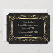 チャームに満ちた1920年代のゴールドアートデコ　私のベストマンになって 招待状 (裏面)
