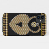 チャームのモノグラムが付いている金ハートロック Case-Mate iPhoneケース (裏面(横))