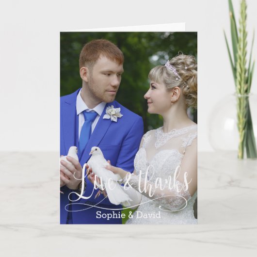 チャームの結婚手書き写真ありがとうスクリプト。 サンキューカード (正面)