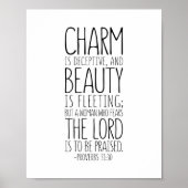 チャームは偽りであり、美しいである、箴言31:30 ポスター (正面)