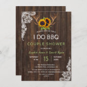 チャームひまわり〔雄ジカの〕枝角I DO BBQカップルのシャワー 招待状 (正面/裏面)
