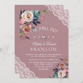 チャームほこりっぽいブルーほこりっぽいバラフローラ私たちはまだ行う 招待状 (正面/裏面)