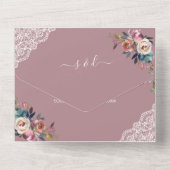 チャームほこりっぽいブルーミスティバラの結婚花 オールインワン招待状 (裏面)