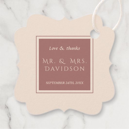 チャームアイボリーダークピーチフレームタイポグラフィ結婚 フェイバータグ (裏面)