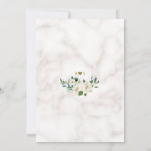 チャームアイボリーホワイトフラワーズバラ金ゴールド結婚大理石 招待状 (裏面)