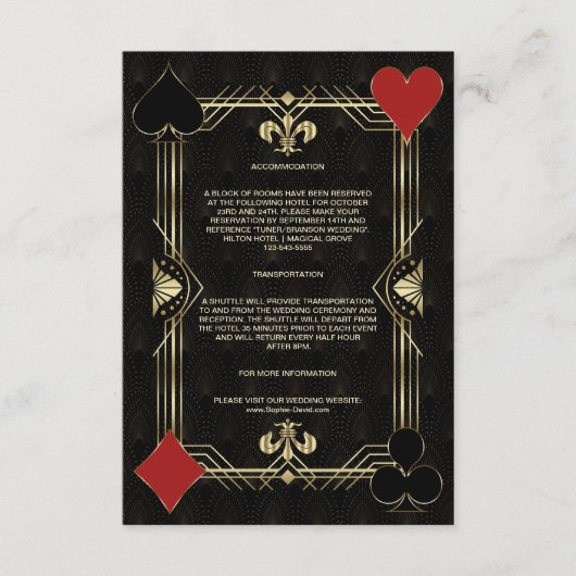 チャームアールデコカジノベガストランプのポーカー結婚ズ詳細 エンクロージャーカード (正面)