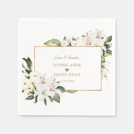 チャームインペリアルリリー金ゴールド1歳の誕生日バプテスマ スタンダードカクテルナプキン