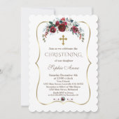 チャームウィンターブルゴーニュフローラパイン金ゴールド《キリスト教》洗礼式や命名式 招待状 (正面)