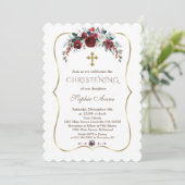 チャームウィンターブルゴーニュフローラパイン金ゴールド《キリスト教》洗礼式や命名式 招待状 (スタンド正面)