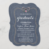 チャームウエスタンオールドデニムホースシューズ卒業 招待状 (正面/裏面)