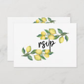 チャームウォーターカラーレモントロピカルウェディングRSVP 出欠カード (正面/裏面)