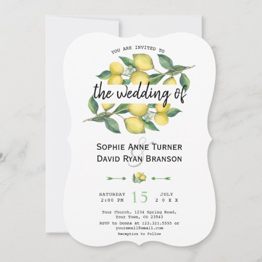 チャームウォーターカラーレモントロピカル結婚ズ 招待状 (正面)