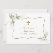 チャームエアリーグリーンリーホワイトフラワーズガール《キリスト教》洗礼式や命名式 サンキューカード (正面)