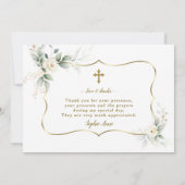 チャームエアリーグリーンリーホワイトフラワーズガール《キリスト教》洗礼式や命名式 サンキューカード (裏面)