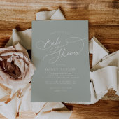 チャームエレガントセージグリーンベビーシャワー招待状 招待状