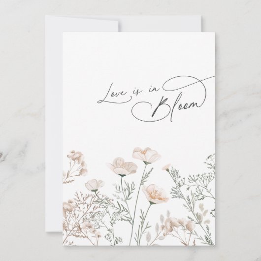 チャームエレガントセージグリーンワイルドフラワーブライダルシャワー 招待状 (裏面)