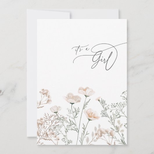 チャームエレガントセージ緑ワイルドフラワーベビーシャワー 招待状 (裏面)