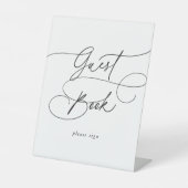 チャームエレガント白黒結婚ズゲストブックサイン 台座サイン (正面)