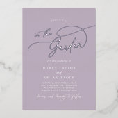 チャームエレガント銀箔パープル庭園の結婚式 箔招待状 (正面)