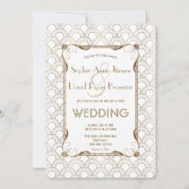 チャームオールドハリウッド素晴らしギャツビー結婚ホワイト 招待状