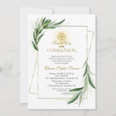 チャームオ葉リーブ金ゴールドファースト聖餐式 招待状 (正面)