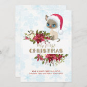 チャームキッド私の最初のクリスマスキットンサンタポインセチア シーズンカード (正面/裏面)
