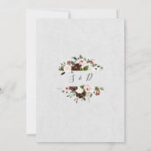 チャームキャノピーバーガンディ赤面の花結婚の数 招待状 (裏面)