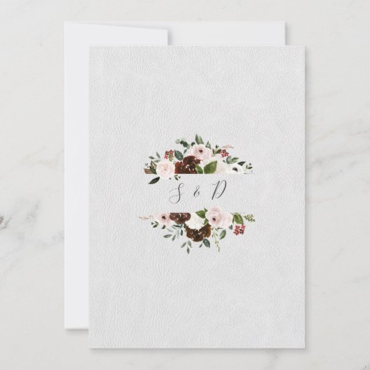 チャームキャノピーバーガンディ赤面の花結婚の数 招待状 (裏面)