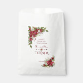 チャームクリスマスレッドホワイトポインセチア結婚フレーム フェイバーバッグ (正面)