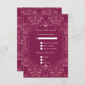 チャームクーパーバラ素晴らしギャツビー1920sウェディングRSVP 出欠カード (正面/裏面)