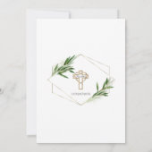 チャームグリーンオリーブ葉金ゴールドファースト聖餐式 招待状 (裏面)