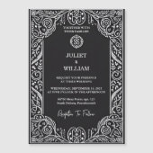 チャームケルト北欧の中世スクロールバイキング結婚ズ マグネット招待状 (正面)