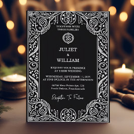 チャームケルト北欧の中世スクロールバイキング結婚ズ マグネット招待状