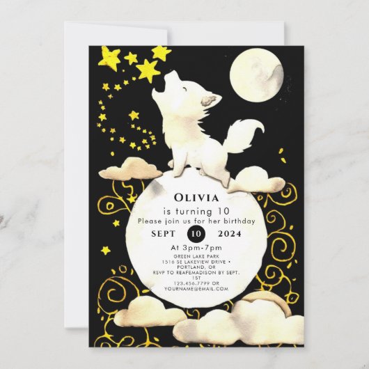 チャームシンプルウルフ誕生日 招待状 (正面)