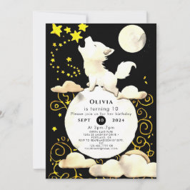 チャームシンプルウルフ誕生日 招待状