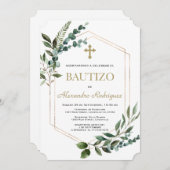 チャームスペインのバウティゾグリーナリー金ゴールドボーイバプテスマ 招待状 (正面/裏面)