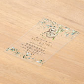 チャームスロッツエアリーグリーン金ゴールドボーイベビーシャワー アクリル招待状 (レイダウン)