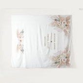 チャームデザートホワイトローズパンパスグラスウェディング タペストリー (正面(横))