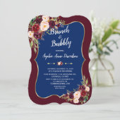 チャームネイビーブルーブルゴーニュフローラブランチ&バブリー 招待状 (スタンド正面)