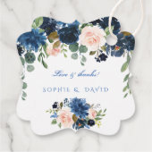 チャームネイビーブルー赤面フラワーズ結婚開花 フェイバータグ (裏面)