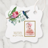 チャームハミングバードトロピカルフラワーフォトバプテスマ フェイバータグ (裏面)