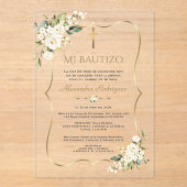 チャームバウティゾコンブランカフローレス金ゴールドバプテスマ アクリル招待状 (正面)