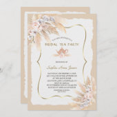 チャームパンパスグラスオーキッドバラブライダルティーパーティー 招待状 (正面/裏面)