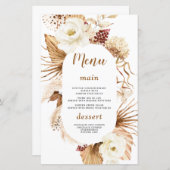 チャームパンパスグラス白い花誕生日メニュー (正面/裏面)