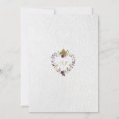 チャームパープルピンク牡丹フローラ金ゴールドブライダルシャワー 招待状 (裏面)