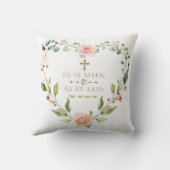 チャームピンクの赤面ハートフローラ彼はイースター上昇 クッション (裏面)