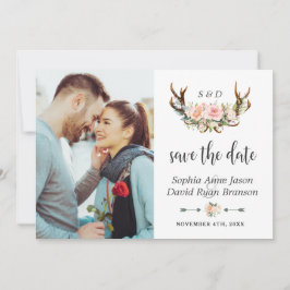チャームピンククリームフローラ〔雄ジカの〕枝角写真結婚の セーブザデート