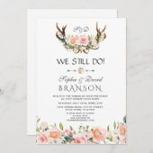 チャームピンククリームフローラ〔雄ジカの〕枝角私たちはまだ行う 招待状 (正面/裏面)