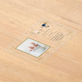 チャームピンクブルーフローラツインズ写真バプテスマ アクリル招待状 (レイダウン)